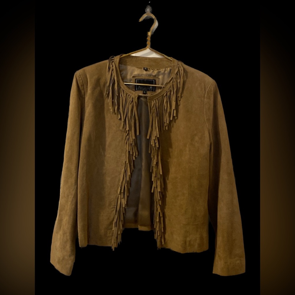 Vintage Adler Collection Tan Suede Fringed Jacket, L